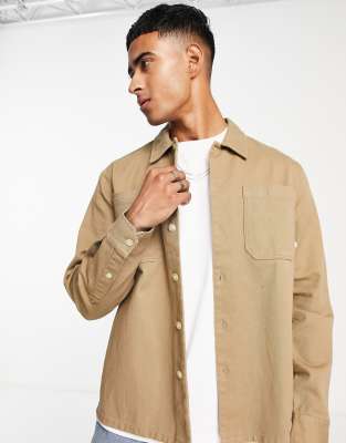 Farah Isaacs cotton corduroy overshirt in beige-Neutral