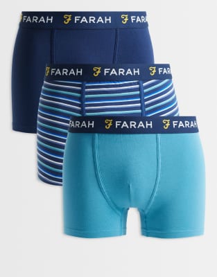 Farah Izimir 3 Pack Jacquard Logo Boxer Shorts In Multi