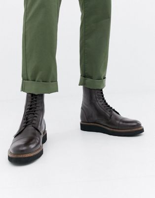Farah Jeans – Grova boots med snörning-Brun