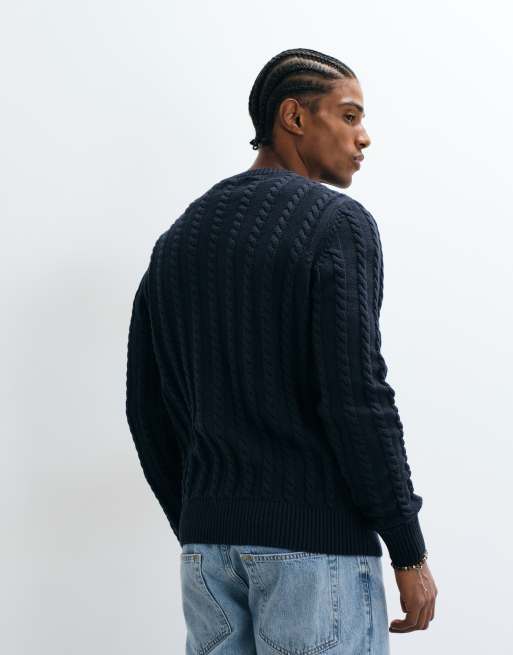 Farah - jersey de punto de ochos con logo Knight en azul marino, 3 de 5