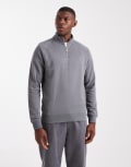 [Farah] Farah Jim 1/4 zip sweatshirt in grey S GREY