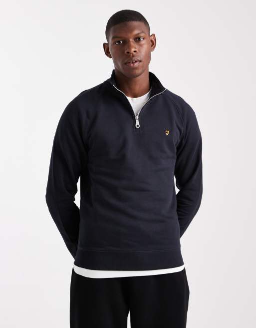 Farah Jim 1/4 zip sweatshirt in navy - NAVY