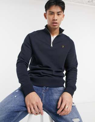 Farah Jim 1/4 zip sweatshirt in navy