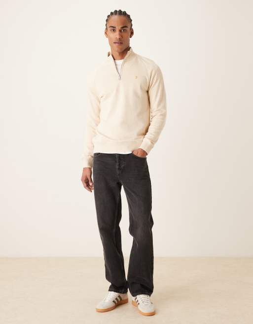 Farah - Jim - Felpa beige con logo e zip corta, 2 di 5