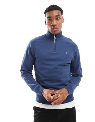 Farah Farah jim half zip sweatshirt in blue