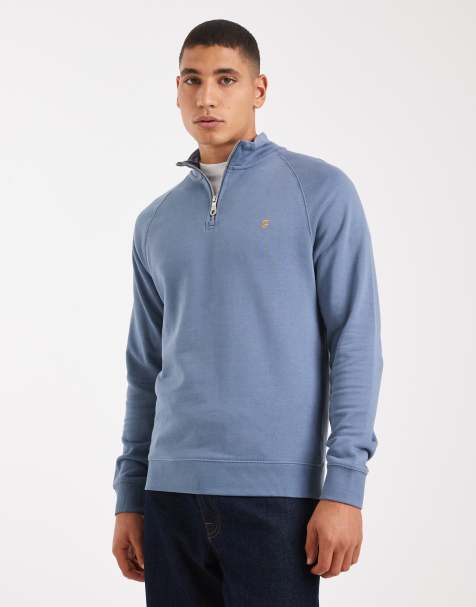 Farah jim half zip sweatshirt in blue - view 1