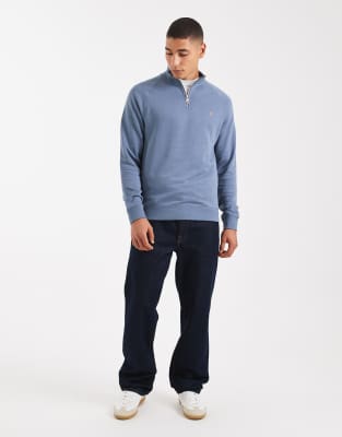 Farah Jim Half Zip Sweatshirt In Blue