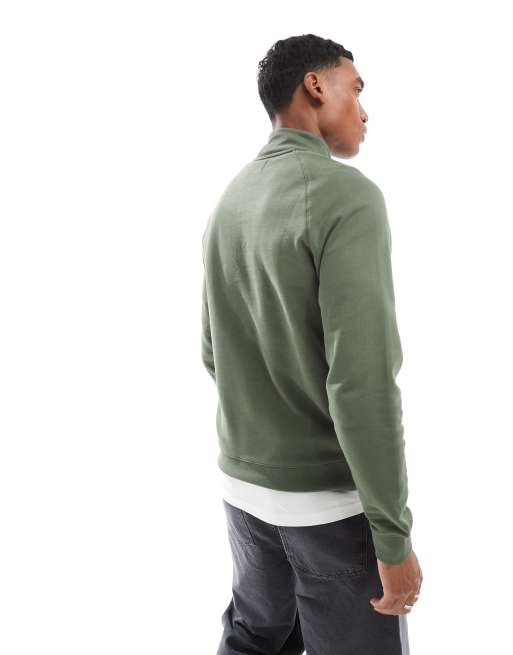 Farah jim half zip sweatshirt in khaki green | ASOS