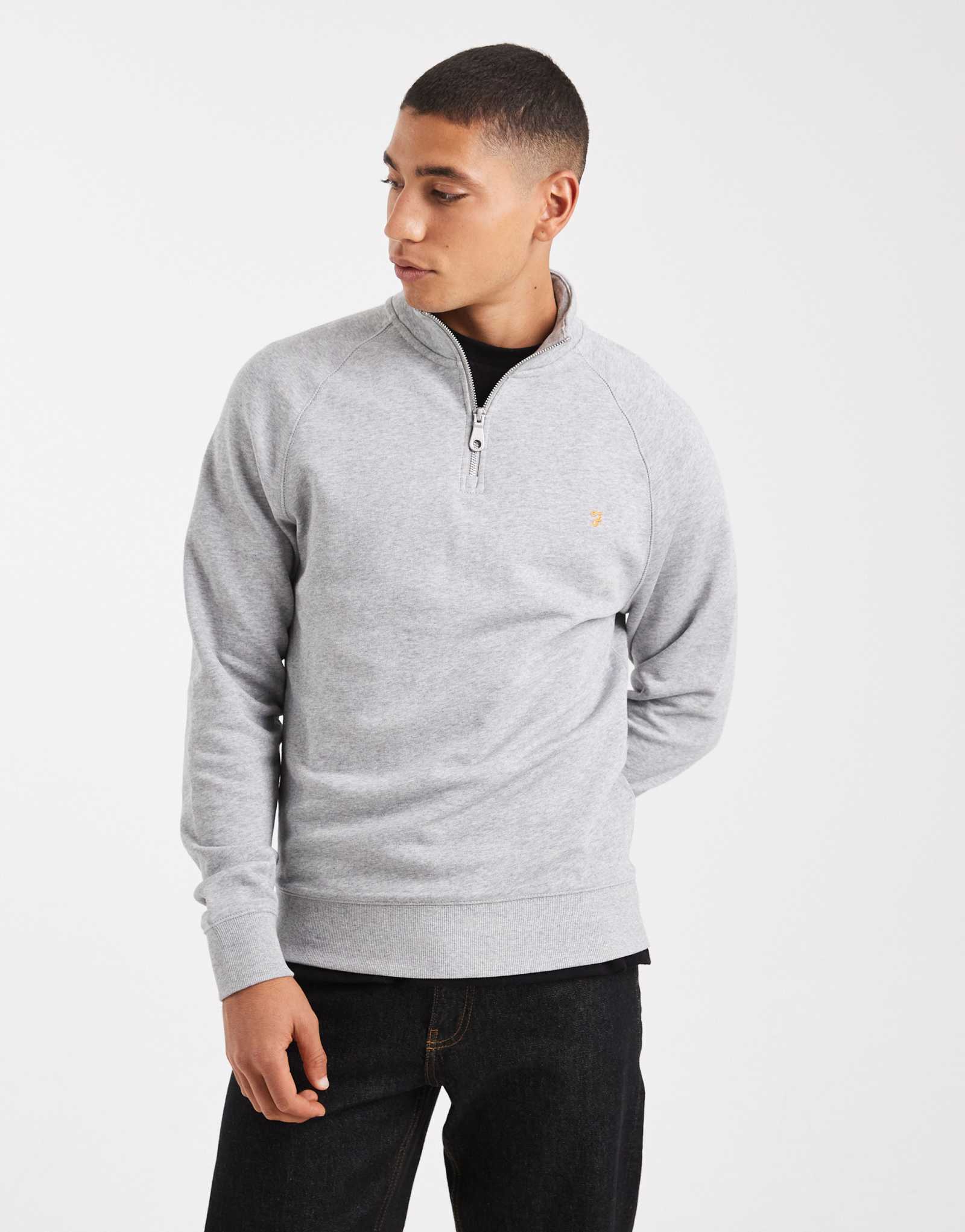 Светло-серая толстовка Farah jim на молнии до половины длины