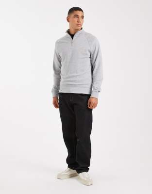 Farah Jim Half Zip Sweatshirt In Gray