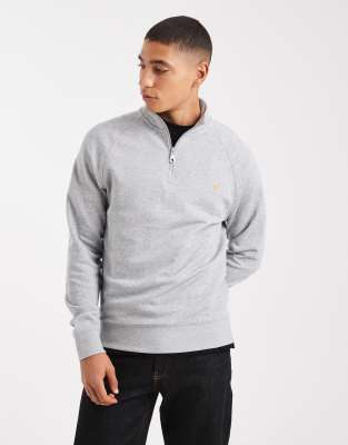Farah Farah jim half zip sweatshirt in light grey