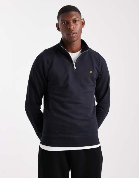 Farah - Jim - Marineblå sweatshirt med 1/4 lynlås - view 1