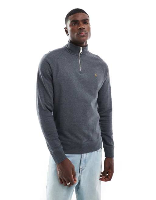 Farah Jim quarter zip sweatshirt in gray 
