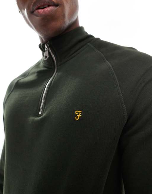 Farah Jim quarter zip sweatshirt in khaki , 3 of 4