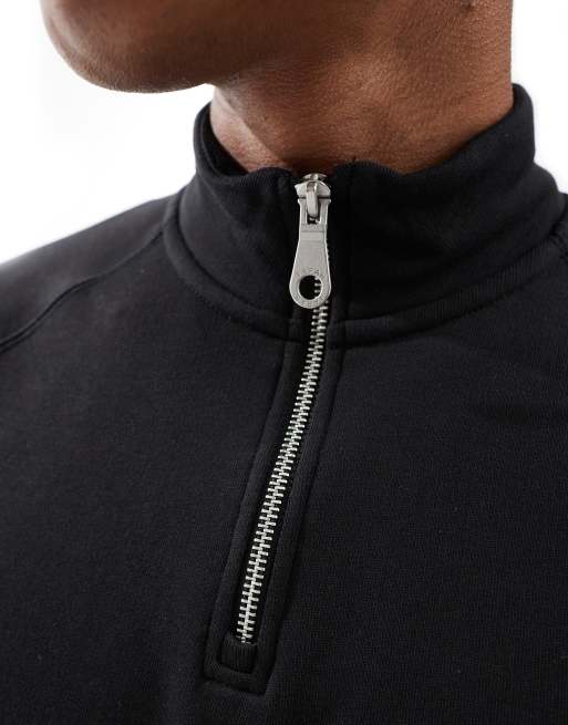 Farah – Jim – Svart sweatshirt med 1/4-lång dragkedja, 3 av 4