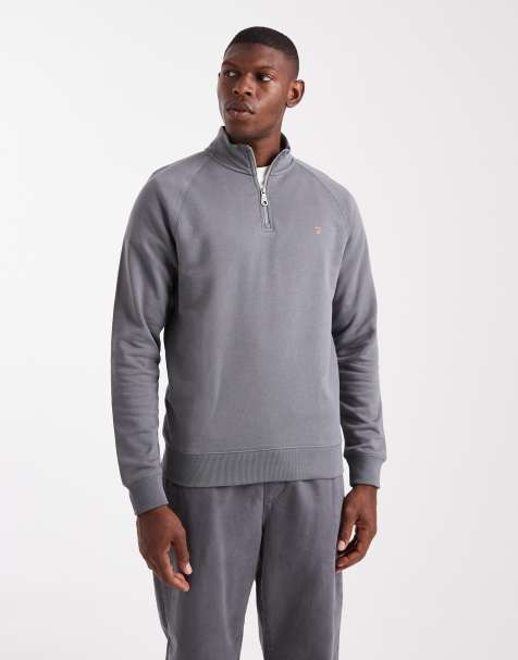 Farah – Jim – Sweatshirt in Grau mit kurzem Reißverschluss - view 1