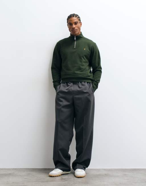 Farah Jim sweatshirt met halve rits en logo in groen, 4 van 5