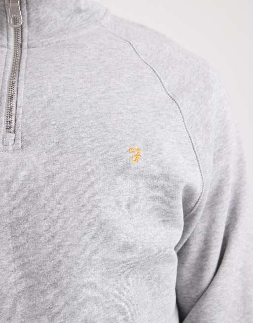 Farah - Jim - Sweatshirt met korte rits in lichtgrijs, 5 van 5