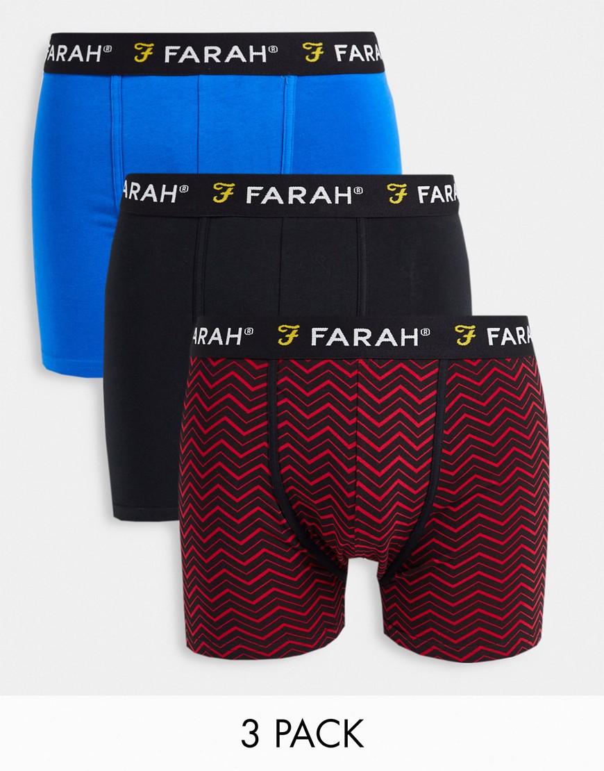 Farah Jordi 3-pack boxers in gray stripe-Blues