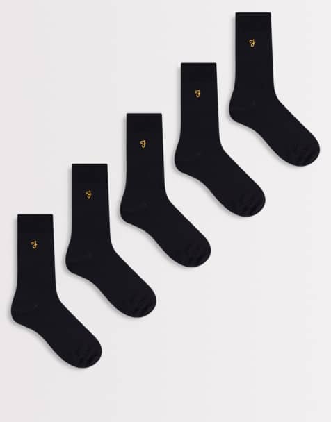 Farah Kinley 5 pack logo socks in black - view 1