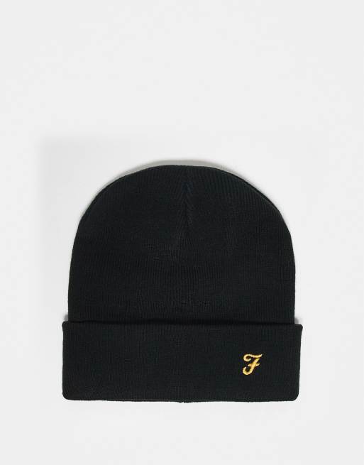 Farah knitted logo hat, scarf and glove set in black, 3 of 3
