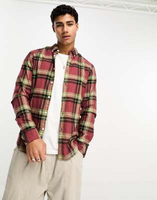 Farah Krone Brushed Check Shirt In Red 