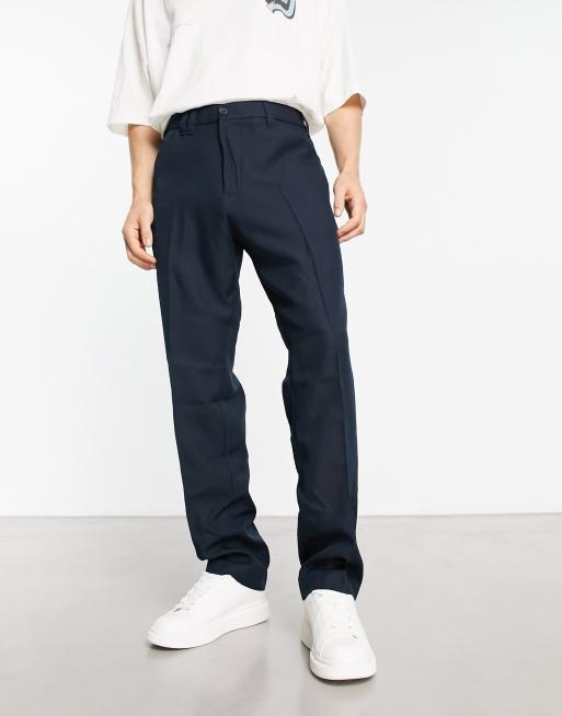 Farah Ladbroke slim hopsack pants in navy | ASOS