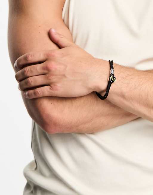 Farah layered braided bracelet in black