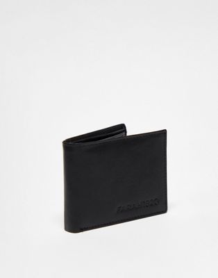 Farah leather bi-fold wallet in black
