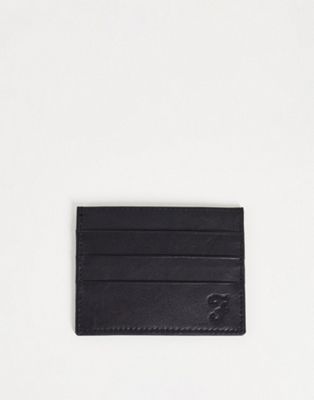Farah leather card holder in black