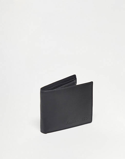 Farah leather logo wallet in black | ASOS