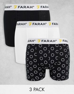 Farah Levarn 3-pack boxers in black and white