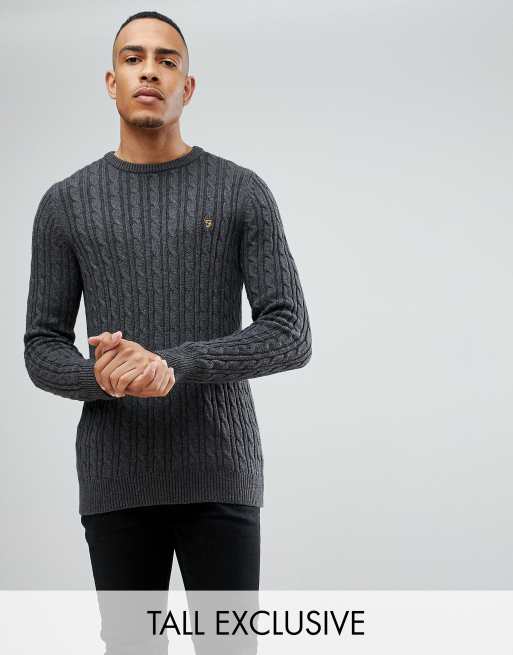Farah – Lewes – Grafitowa bluza ze wzorem skręconego łańcuszka. Dostępna tylko w ASOS