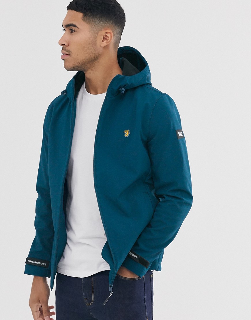 Farah Leyland soft shell hooded jacket in blue