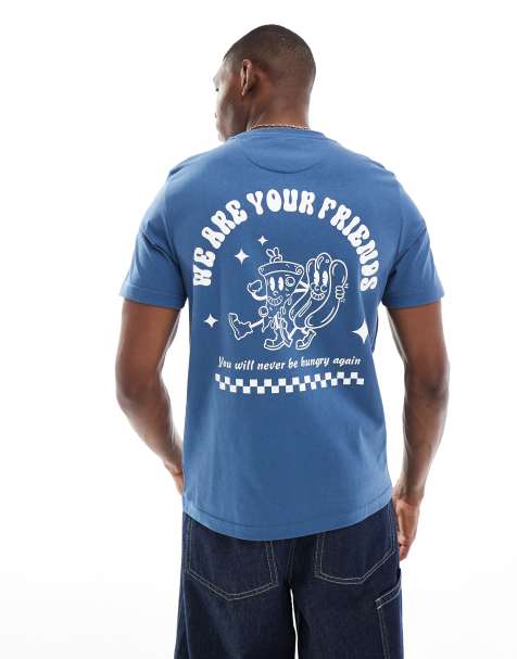 Farah limscott graphic back t-shirt in blue - view 1