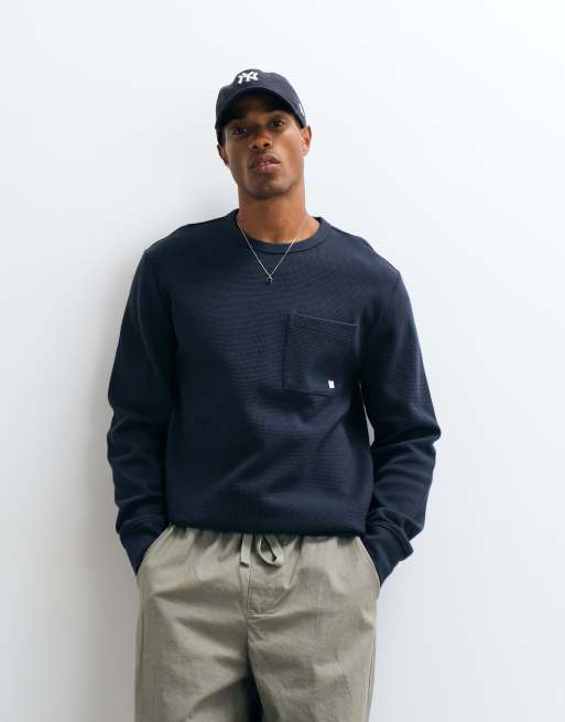 Farah Littrow langærmet T-shirt med lomme og logo i navy, 5 af 5