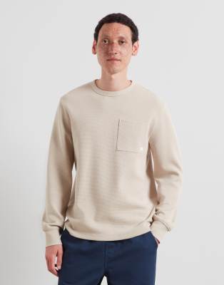 Farah Littrow Long Sleeve Pocket Logo T-shirt In Neutral