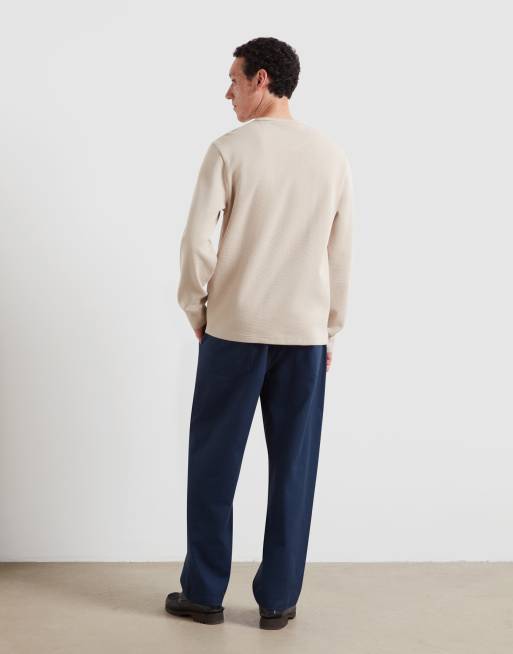 Farah Littrow long sleeve pocket logo t-shirt in beige, 3 of 4