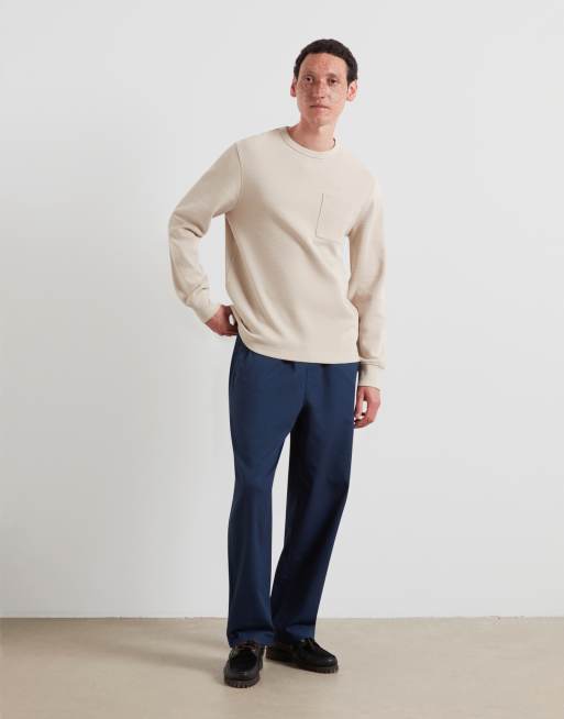 Farah Littrow long sleeve pocket logo t-shirt in beige, 4 of 4