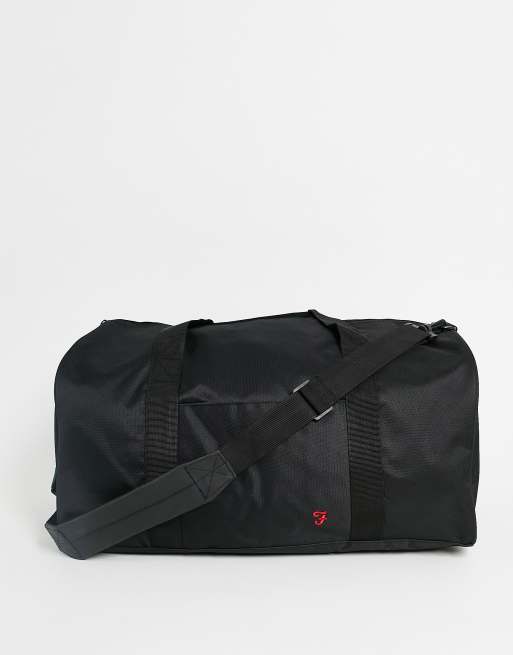 Farah logo barrel bag in black