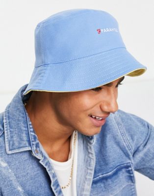 Farah logo bucket hat in blue - ASOS Price Checker