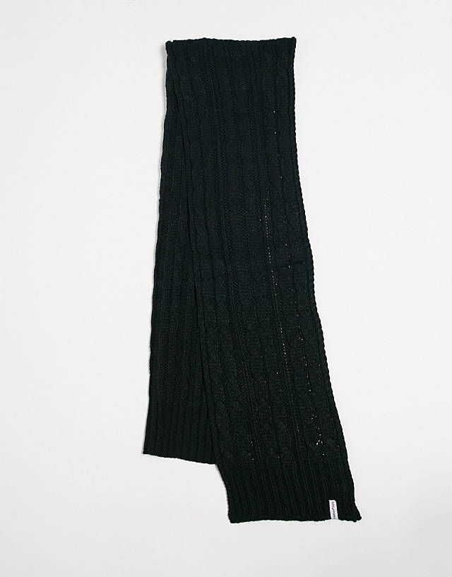 Farah - logo cable knit scarf in black