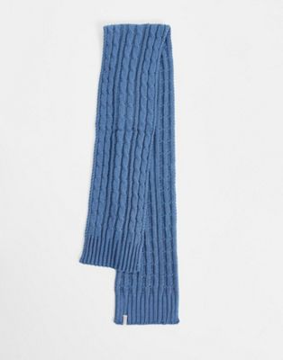 Farah logo cable knit scarf in blue