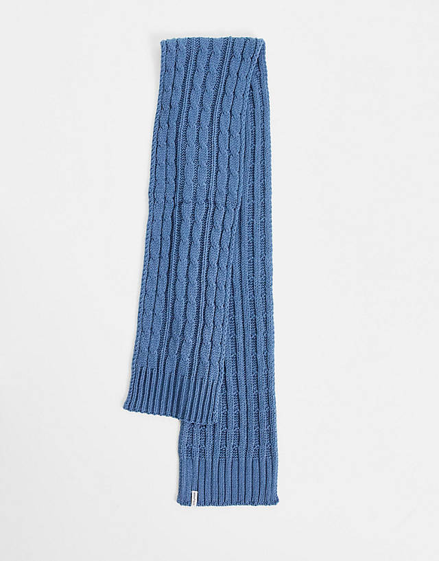Farah - logo cable knit scarf in blue