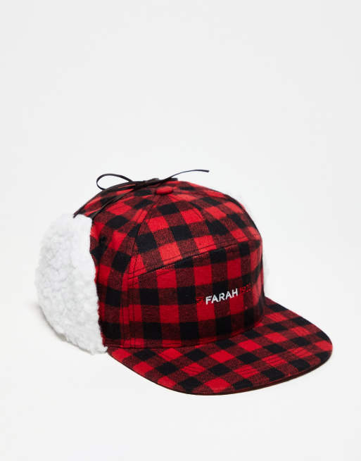 Farah logo check cap in red