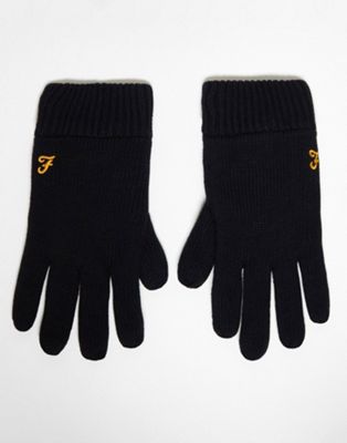 Farah logo gloves in black