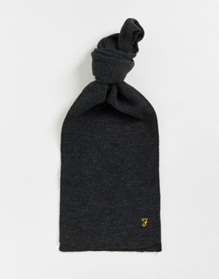 Farah logo scarf in charcoal grey