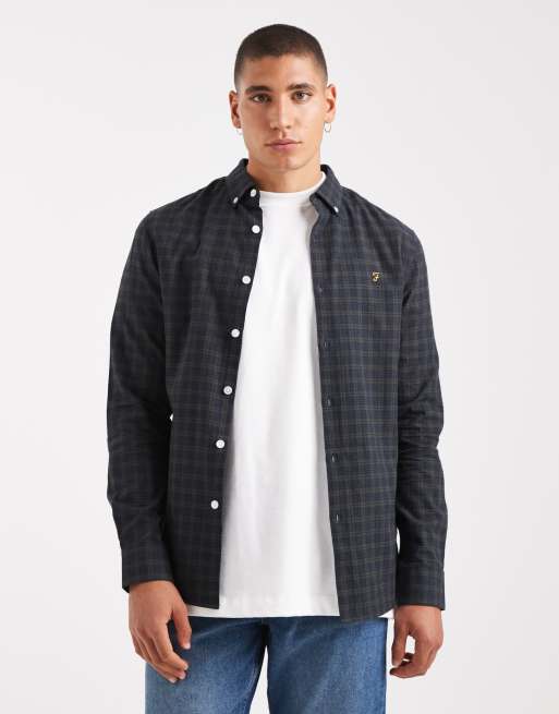 Farah long sleeve Milers shirt in navy