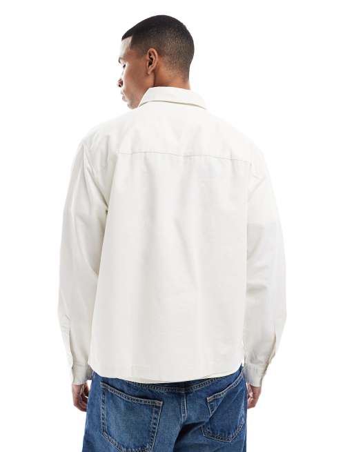 Farah long sleeve overshirt in beige, 3 of 5