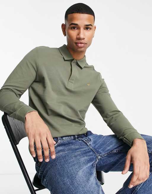 Farah long sleeve polo in green ASOS